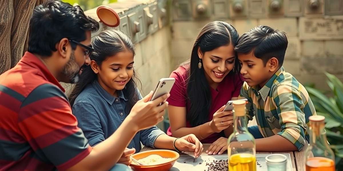 Indian Family Enjoying Spice Explorer Indian family playing Spice Explorer together on mobile devices