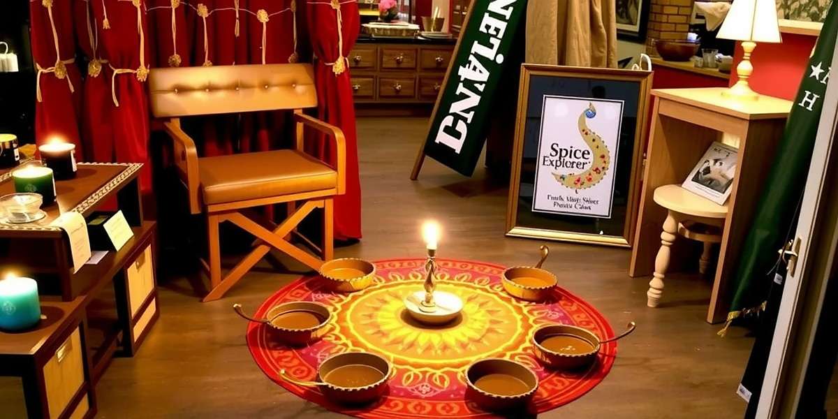 Spice Explorer Diwali Celebration Event Spice Explorer Diwali special event showing decorated shop with diyas and rangoli